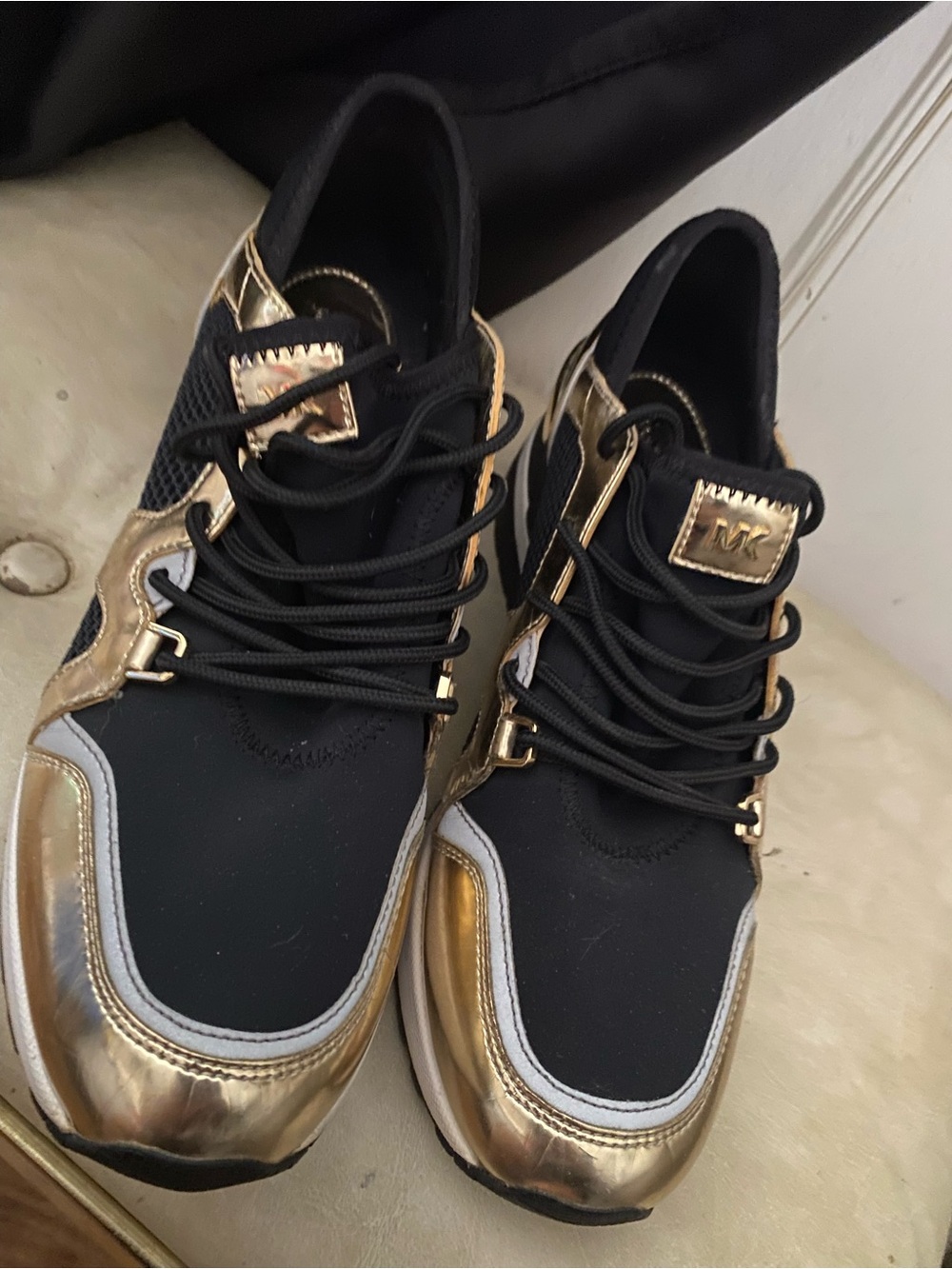 Michael Kors Black and Gold Trainer Sneakers - Picture 4 of 7